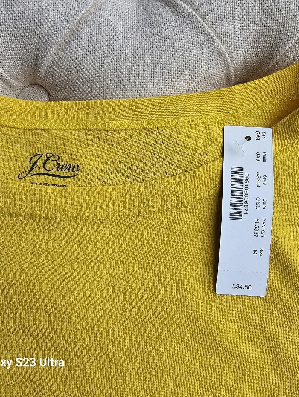 New! J Crew Sz M Painter Boatneck T-shirt Yellow Cotton Top NWT